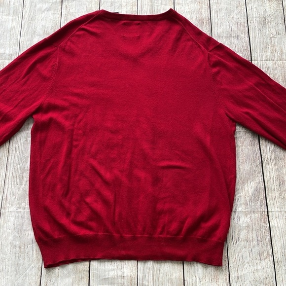 Chaps Mens Cotton & Cashmere Blend V-Neck Sweater Red Size L Soft Preppy - Picture 11 of 13